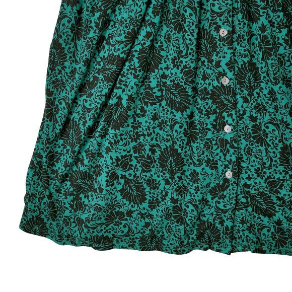 J Jill Midi Dress sz L Women Floral Hunter Green Long Sleeve Cottagecore Prairie - Picture 10 of 16